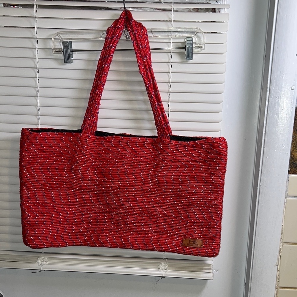 Elegant Red Woven Tote Bag